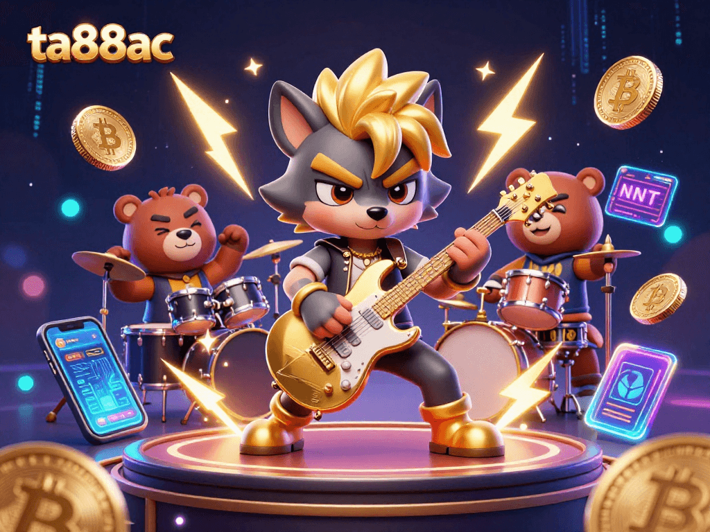 Engage with ta88ac's dynamic casino experience featuring animated characters and crypto elements.