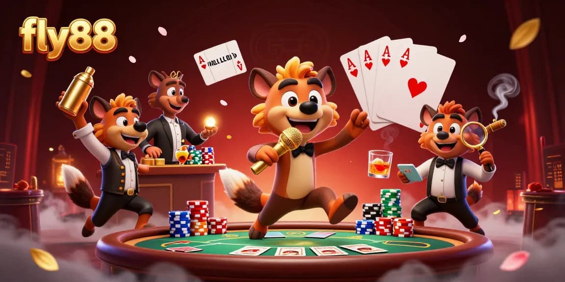 Experience the excitement of fly88 as hyenas enliven a vibrant comedy casino scene.