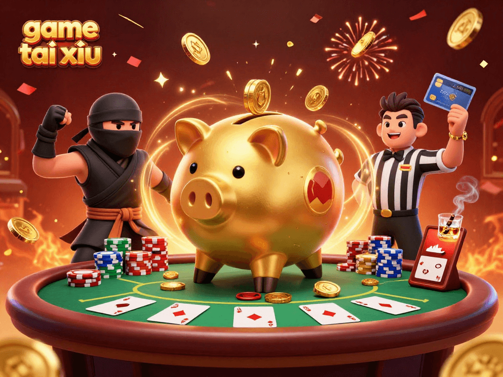 Experience thrilling game tài xỉu with energetic characters, vibrant casino elements, and festive visuals.