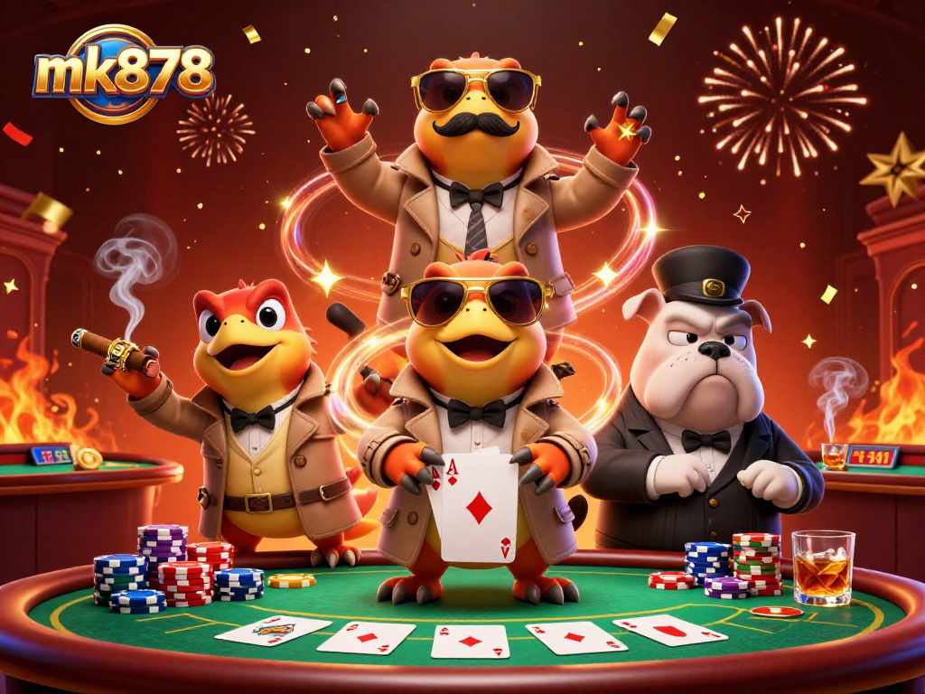 Engage in thrilling poker action with mk878's raptors attempting a cheeky casino entry.