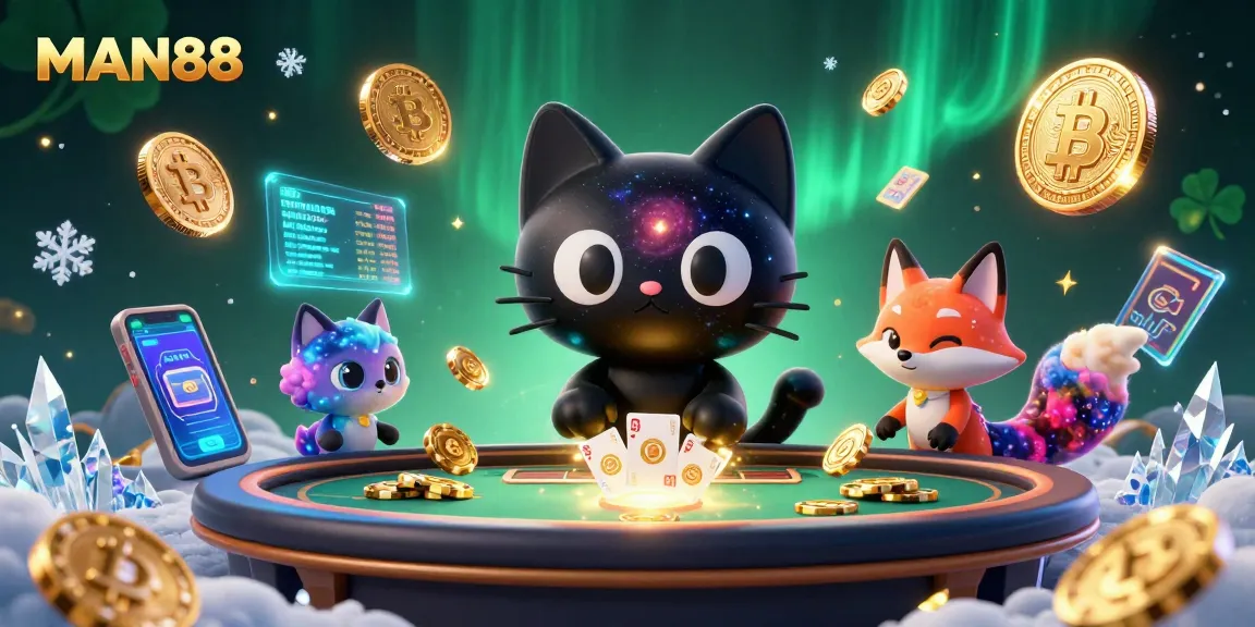 Engage with MAN88 at the cosmic casino, where the black hole cat draws in golden winnings!