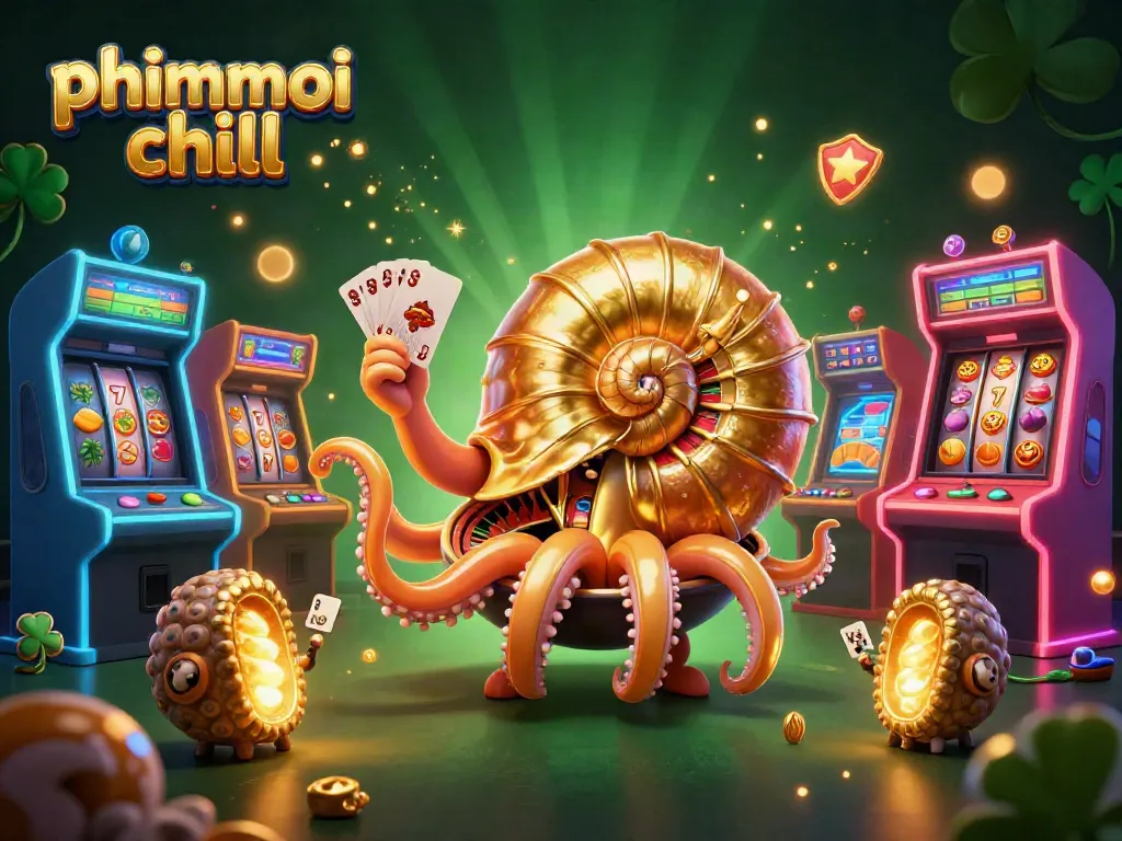 Experience the thrill of phimmoi chill with a vibrant 3D casino scene featuring nautilus roulette wheel and glowing arcade elements.