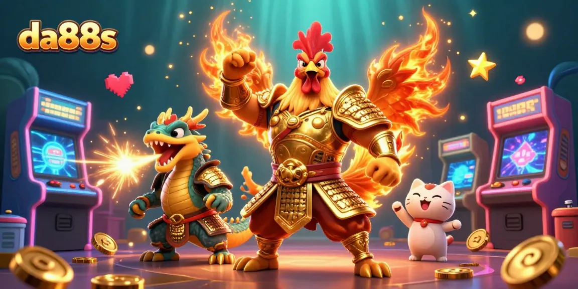 Experience the thrill of da88s with dynamic cartoon elements showcasing a vibrant casino scene.