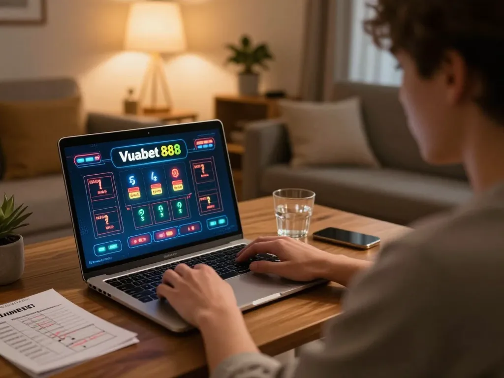 Engaging online gambling with Vuabet 88 from home, showcasing a relaxed atmosphere and betting strategy.