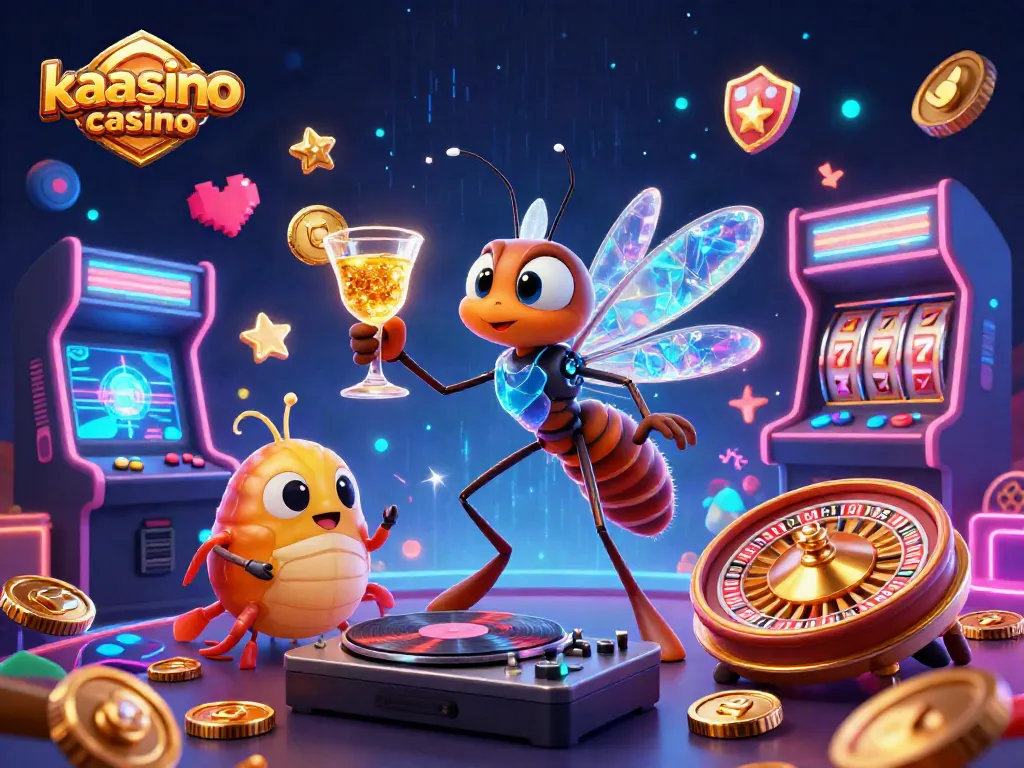 Win big at kaasino casino with this vibrant, energetic 3D illustration showing gameplay excitement.