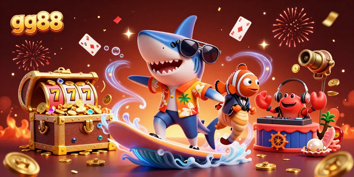 Engage in fun with gg88's vibrant underwater casino adventure featuring colorful characters and games.