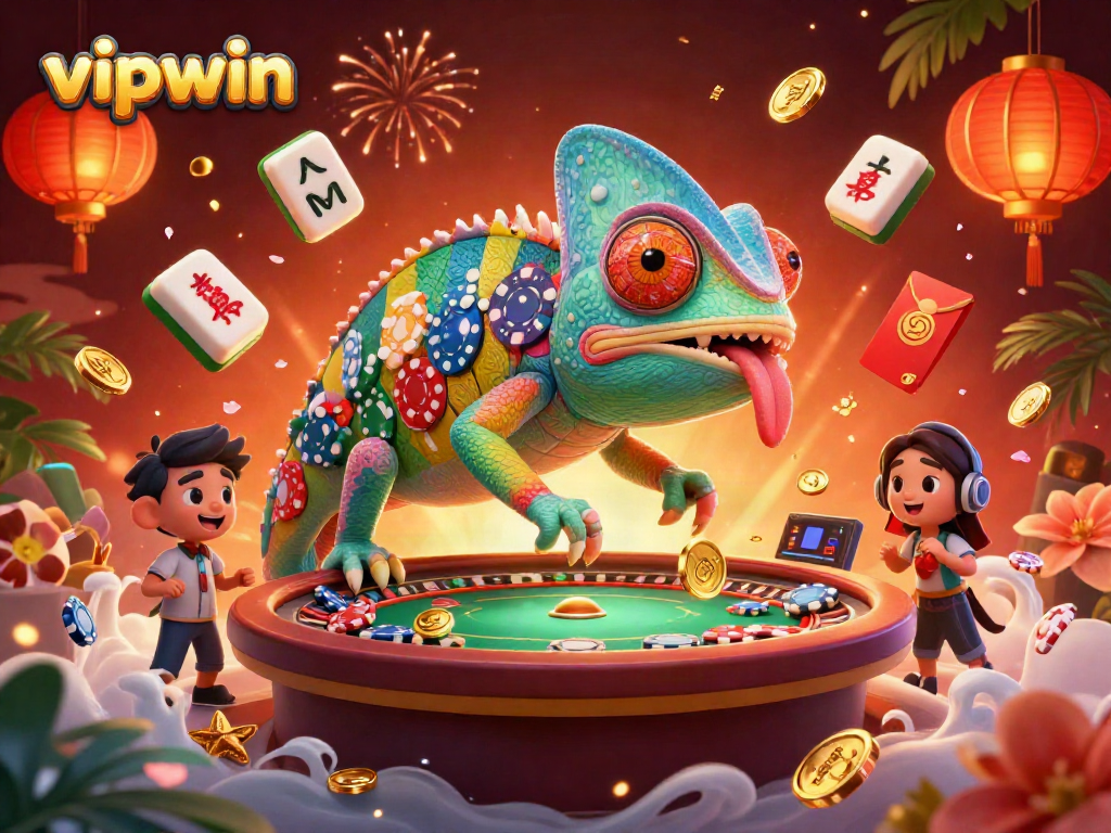 Win exciting rewards with vipwin in a vibrant online casino adventure illustration.