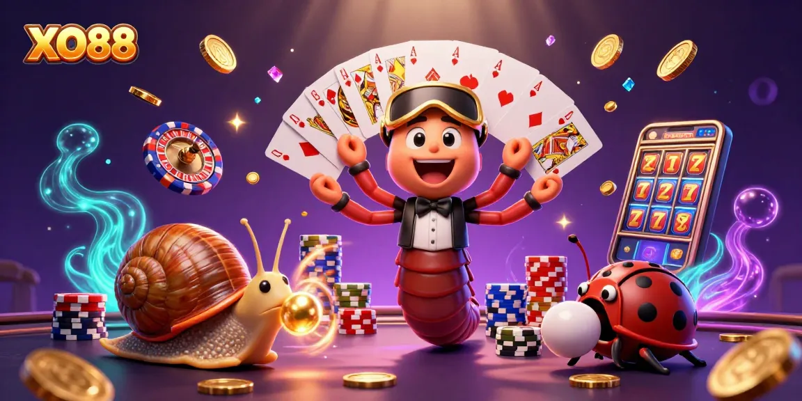 Spin and win with XO88's vibrant 3D casino scene showcasing thrilling games.