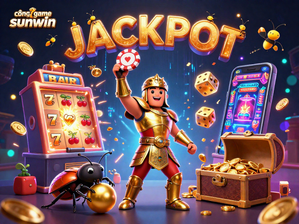 Experience winning thrills with cổng game sunwin in an exciting jackpot celebration illustration.