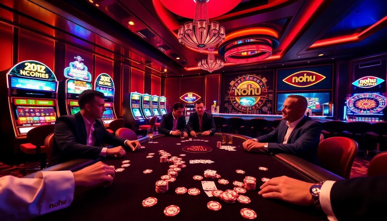Experience thrilling gambling at the nohu casino with vibrant poker tables and captivating slot machines.