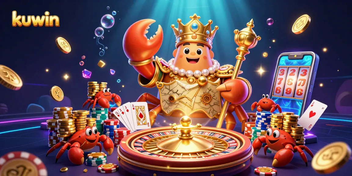 Kuwin players navigating the exciting underwater treasure of gambling with a gold crab empress and hermit crab helpers.