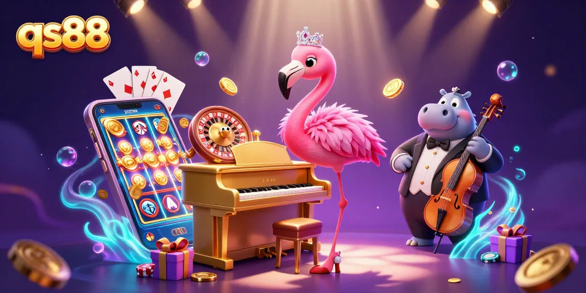 Experience exciting games at qs88 with a vibrant casino scene featuring lively characters and rich game elements.