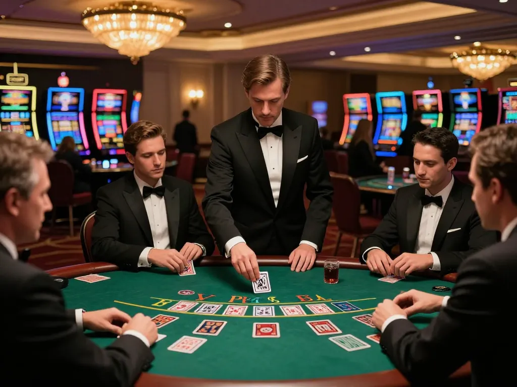 Players strategizing at a blackjack table in an upscale casino with TX88 ambiance, showcasing excitement and luxury.