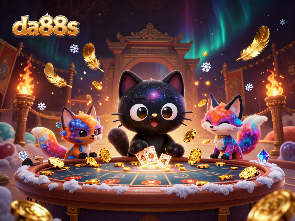 Engage in thrilling gameplay at da88s casino, featuring a cosmic table with vibrant characters.