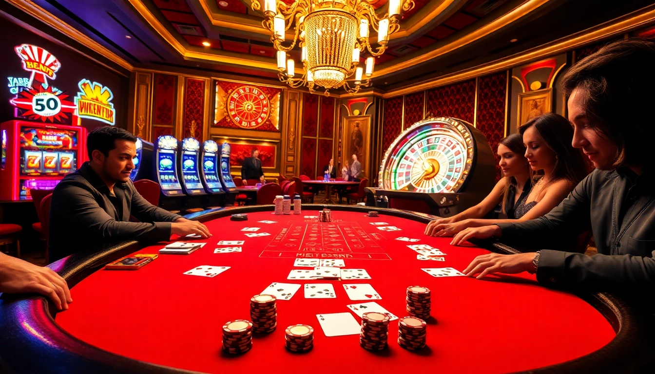 Players strategizing at a blackjack table while enjoying the luxury ambiance of https://fb888.it.com/.