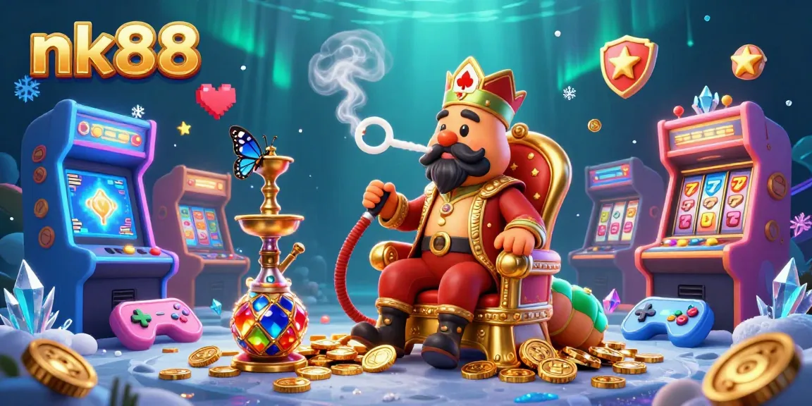 Win big at nk88 with lively illustrations of a casino-themed adventure featuring vibrant characters and games.