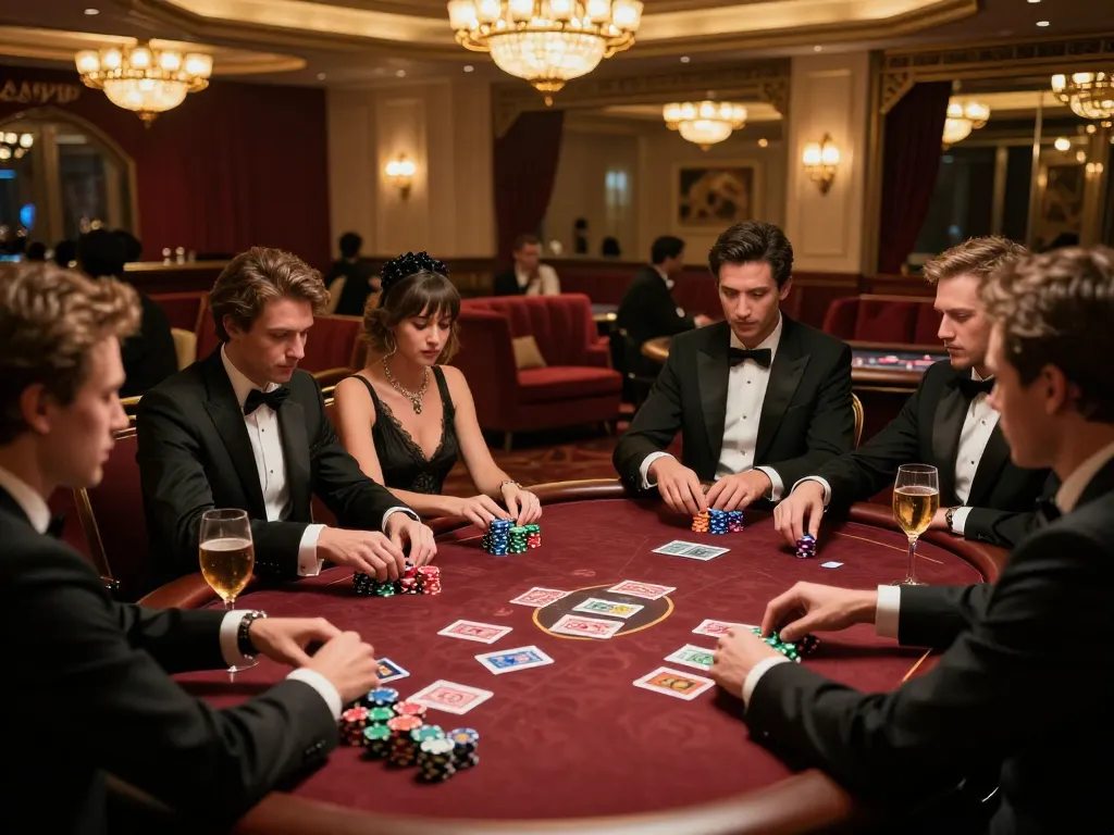 Experience high-stakes poker at https://lc88.bio/ with players strategizing at an elegant casino table.