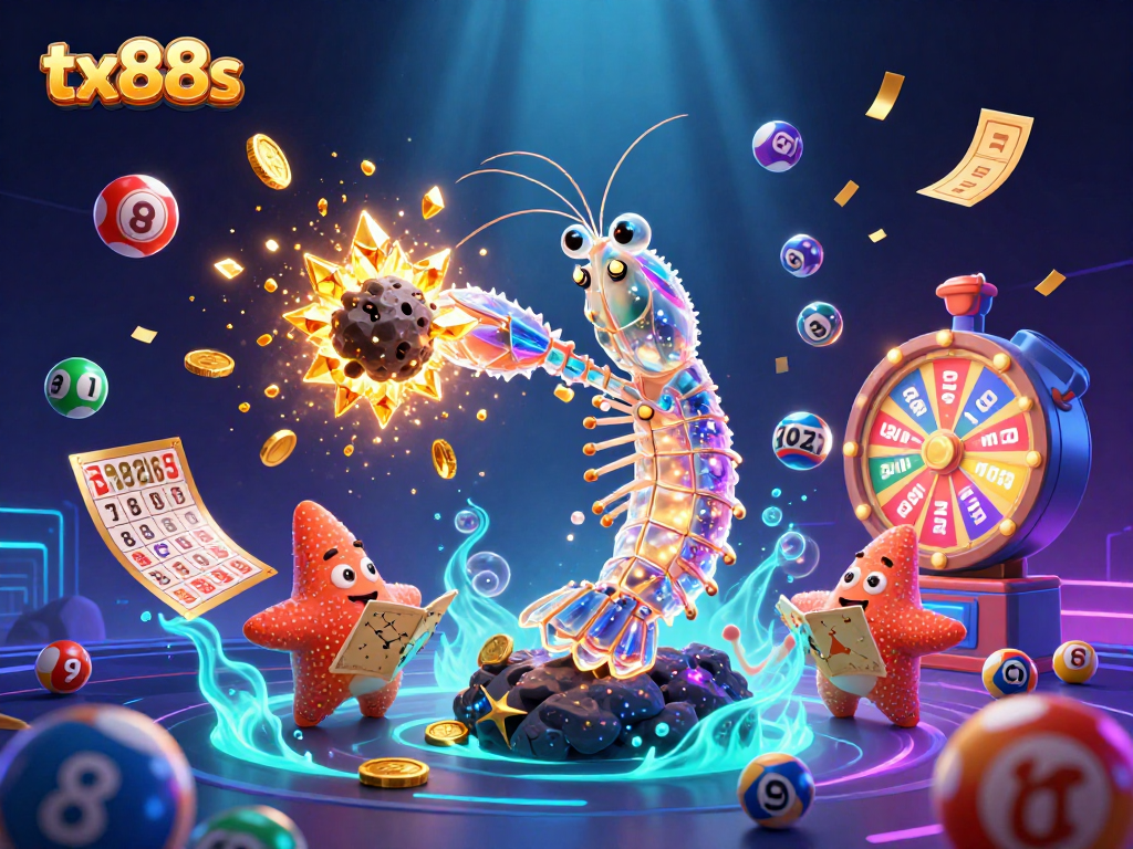 Engage with tx88s as the galactic samurai mantis shrimp explodes asteroids into gems, celebrating vibrant casino elements.