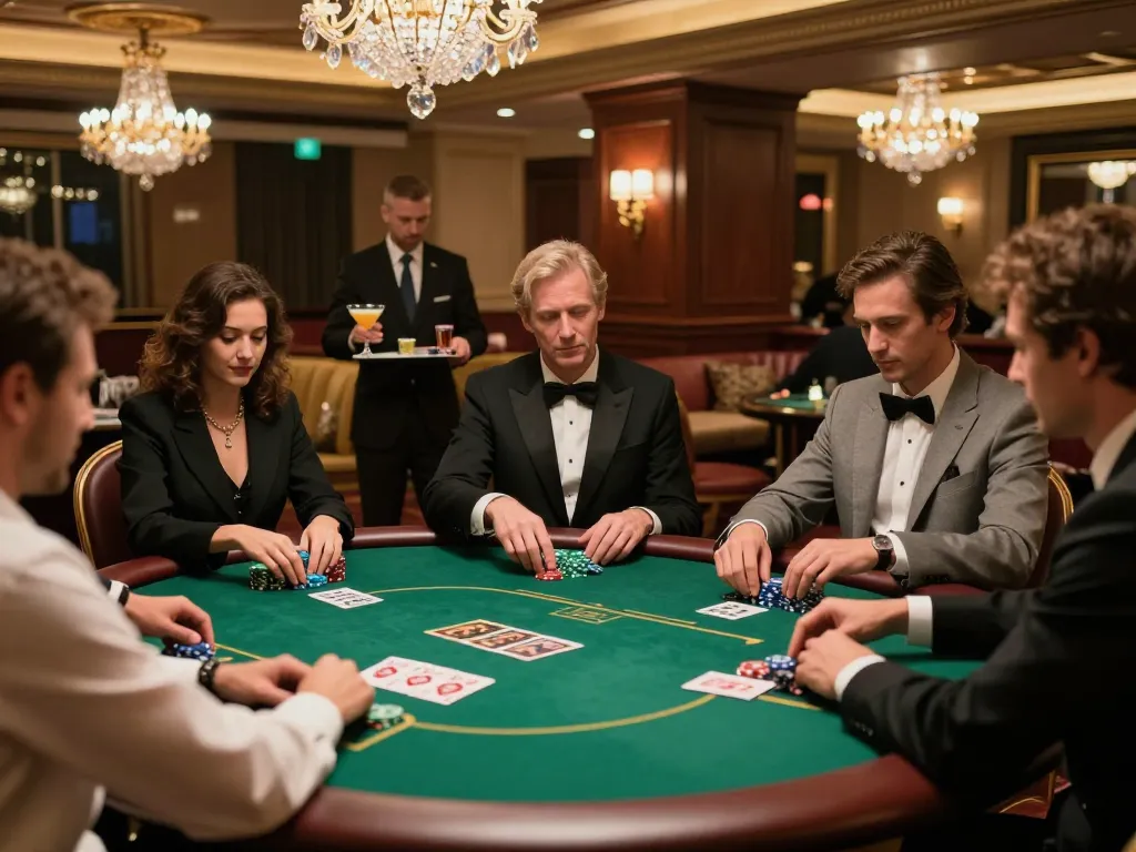 Players enjoying strategic poker gameplay in a VIP area of a casino like Fun88 com.