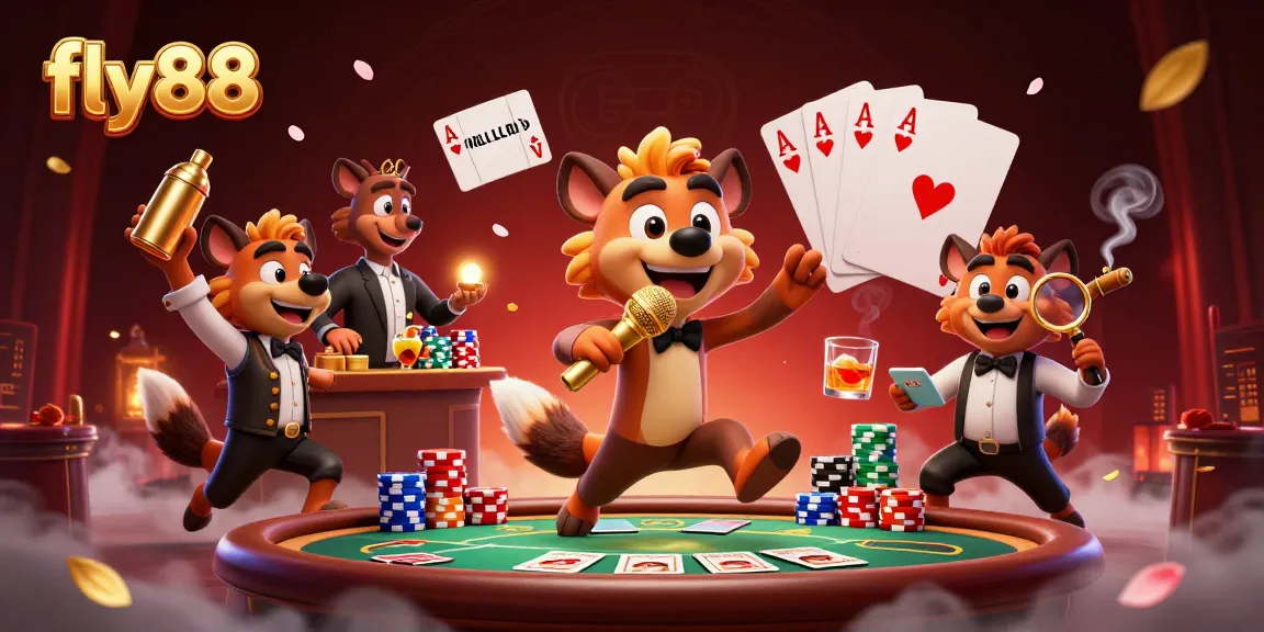 Experience the excitement of fly88 as hyenas enliven a vibrant comedy casino scene.