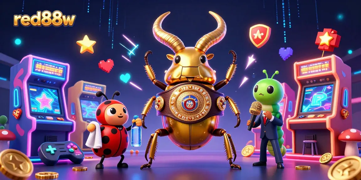 Watch the giant golden stag beetle face off in the lively world of red88w with vibrant casino games.