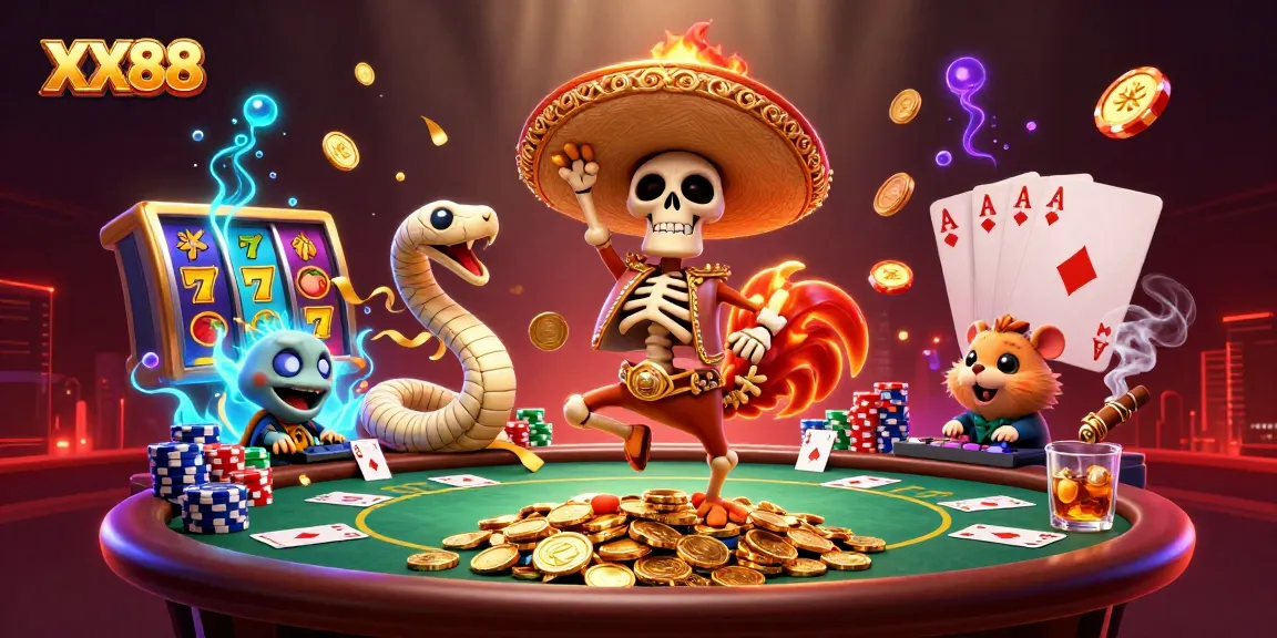 Experience the excitement of slots at XX88 with vibrant characters and immersive casino elements.