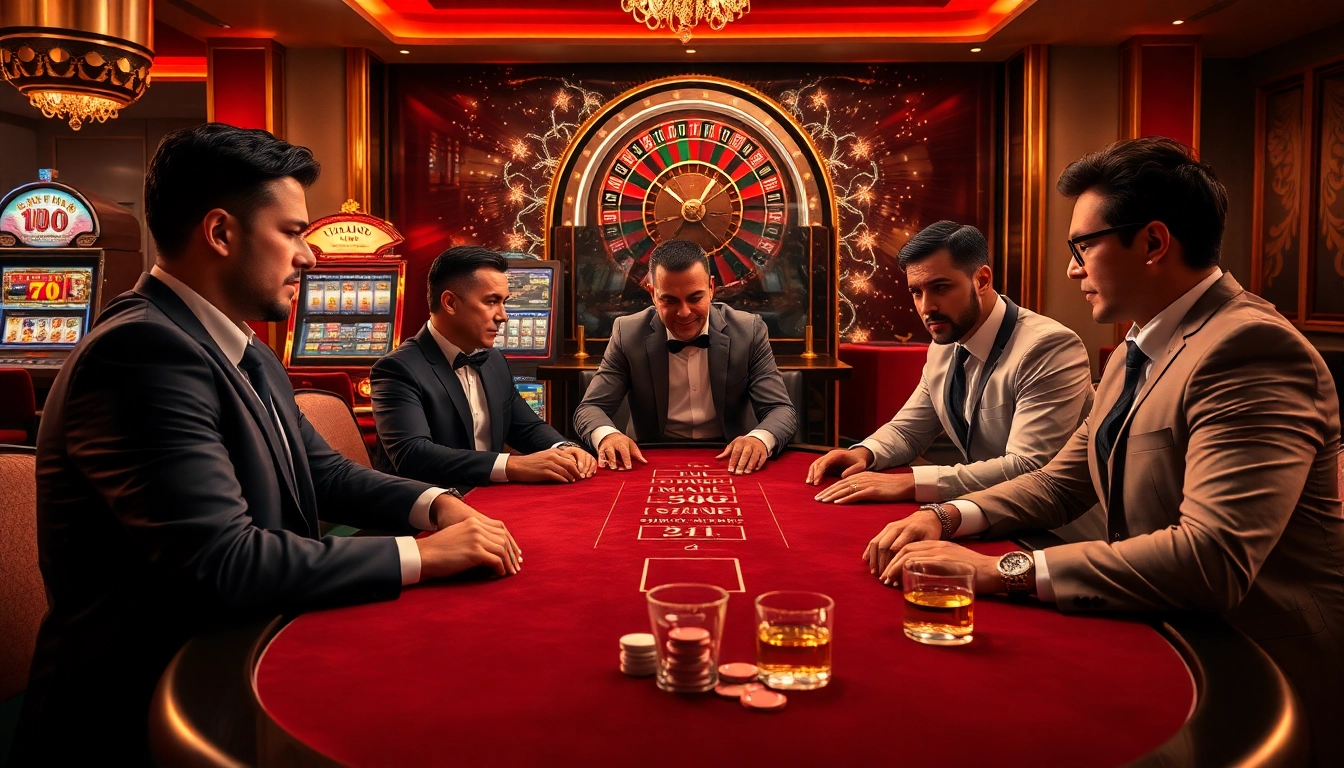 Men at the Man Club poker table strategizing for high-stakes games and excitement.