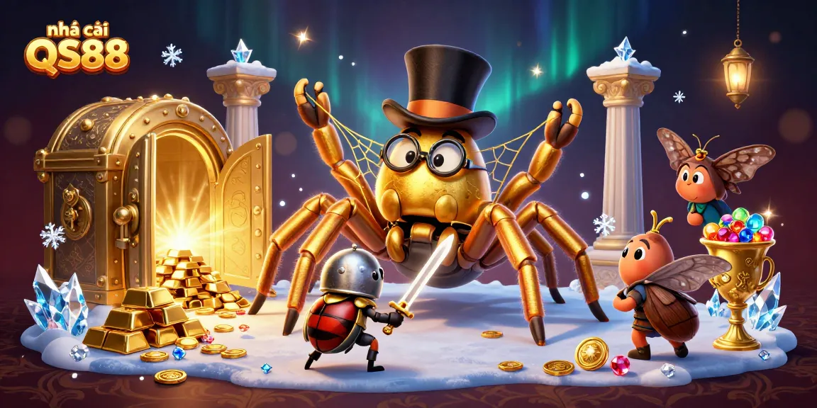 Engage with "nhà cái QS88" in a vibrant 3D casino scene featuring unique characters and dynamic elements.