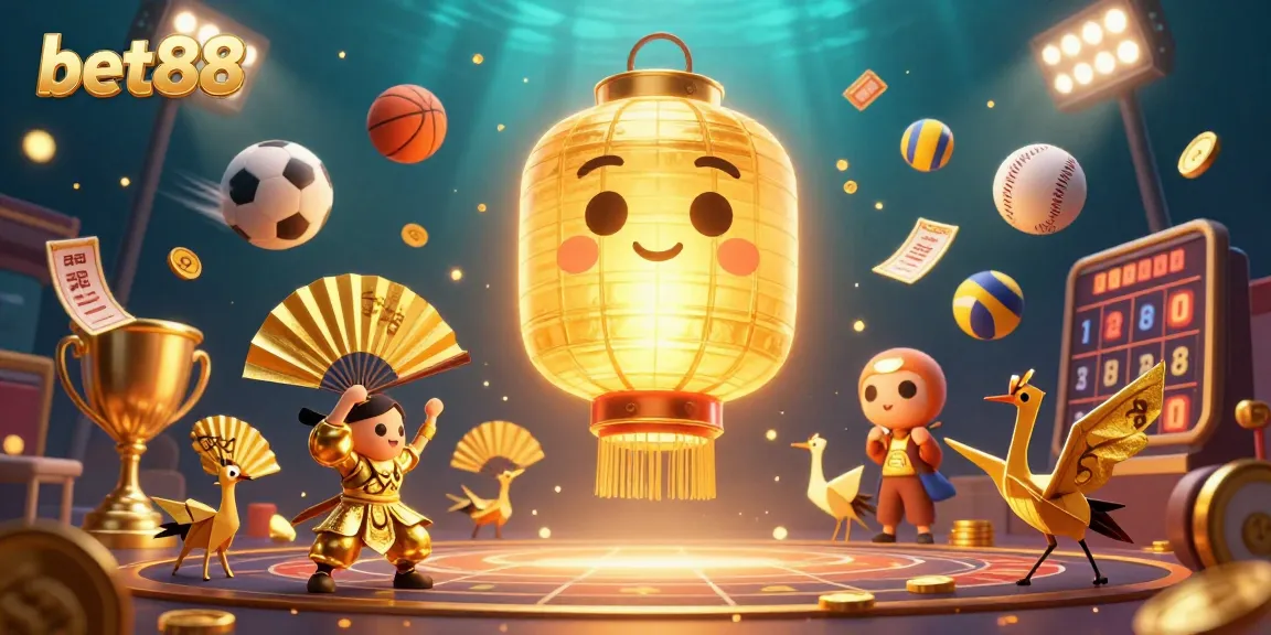 Engage with bet88 through a vibrant casino scene showcasing dynamic sports betting elements and magical symbols.