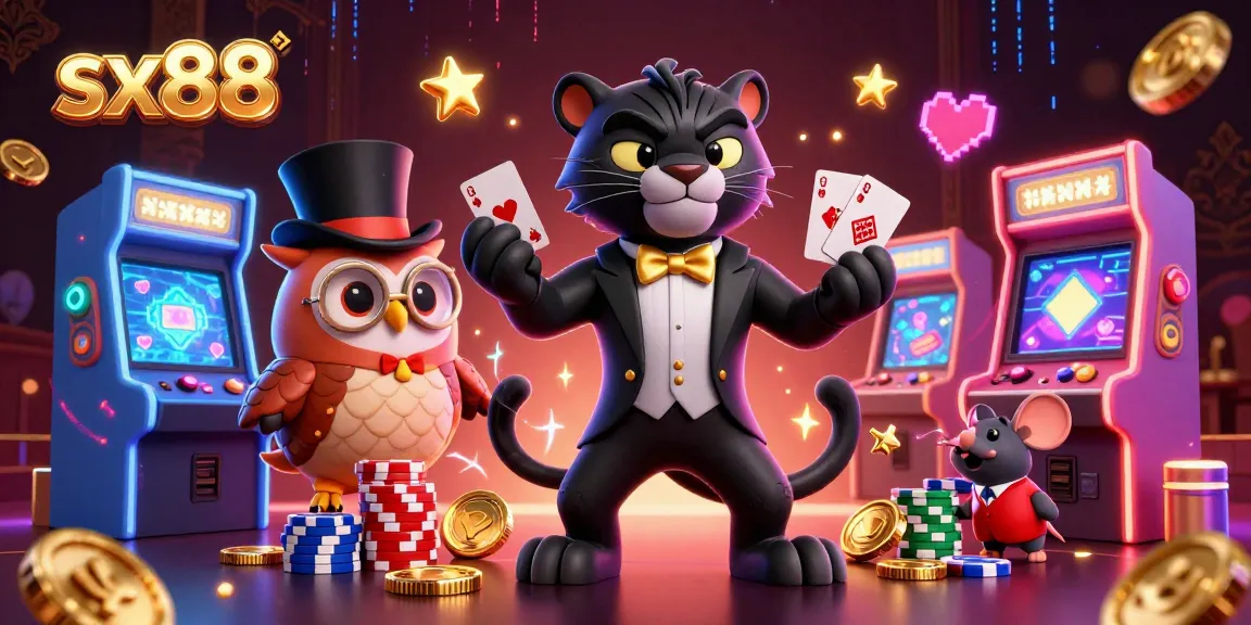 SX88 players enjoying a vibrant casino game scene with exciting characters and dynamic elements.
