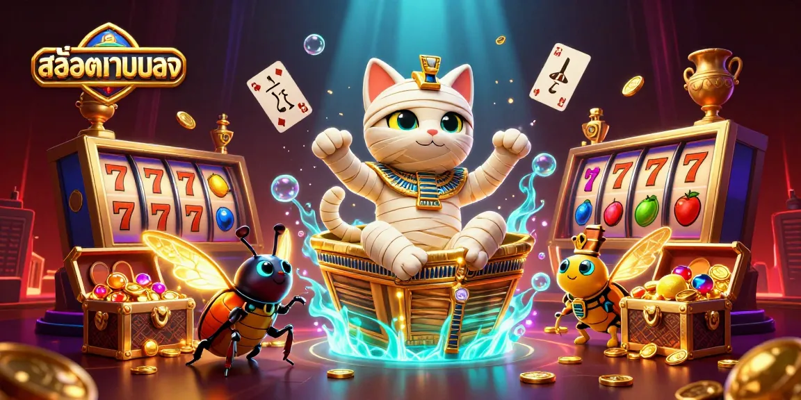 Engage with สล็อตเว็บตรง as the Egyptian mummy cat and scarab beetle bring excitement to the casino scene.